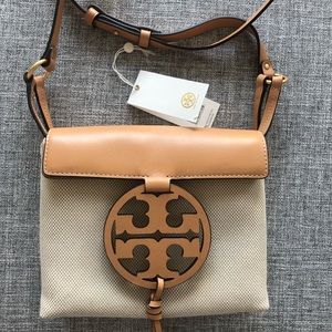 NWT TORY BURCH Miller Canvas Tan Crossbody Bag